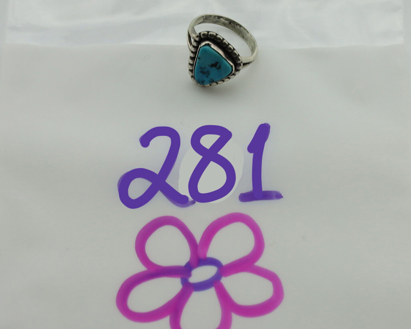 Navajo Ring .925 Silver Sleeping Beauty Turquoise Native Artist C.1980's