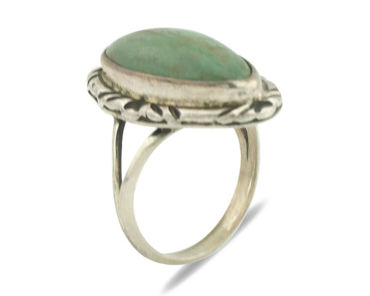 Navajo Ring .925 Silver Natural Turquoise Artist Signed Native American C.80's