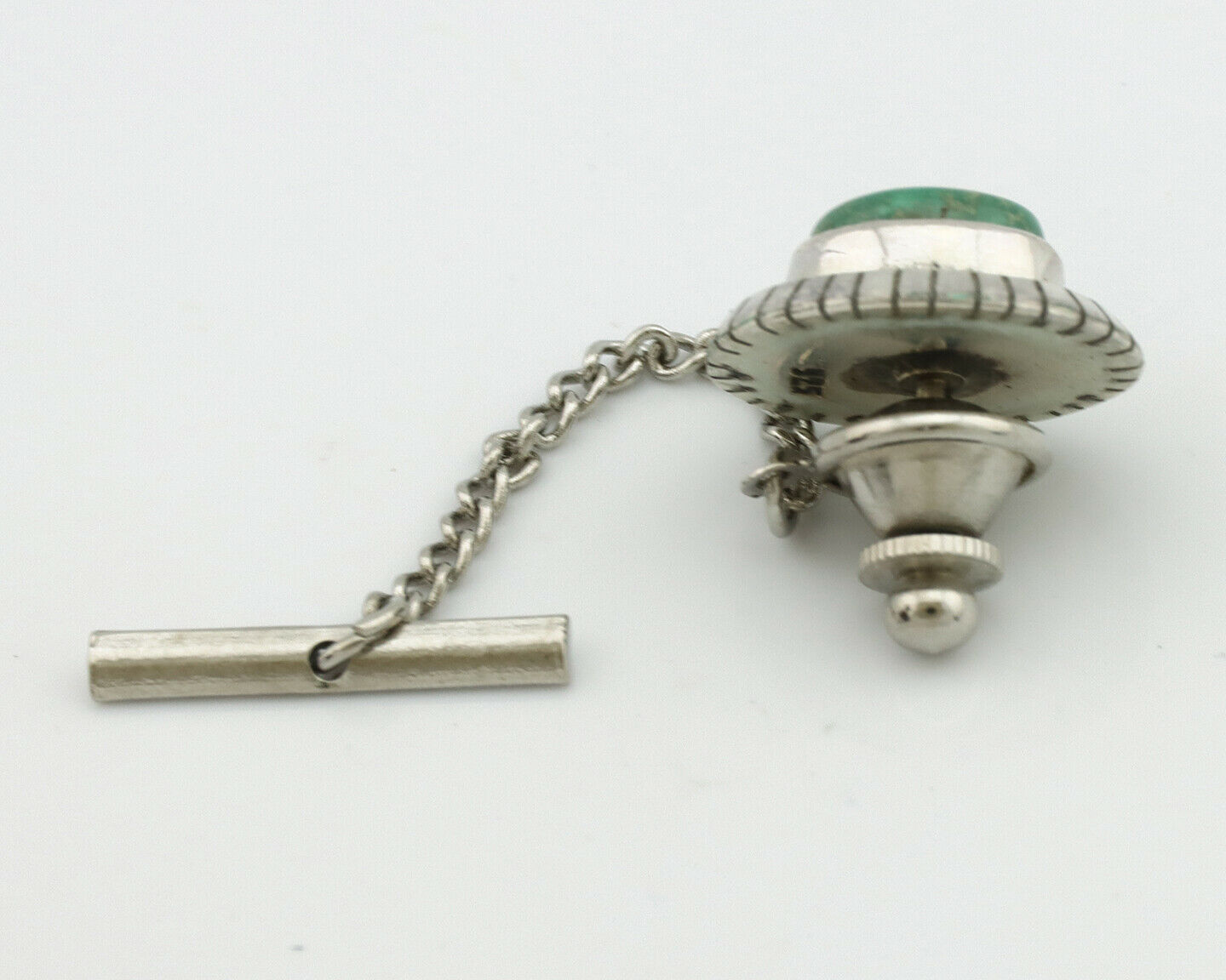 Navajo Tie Tack .925 Silver Royston Turquoise Native American Artist C.80's