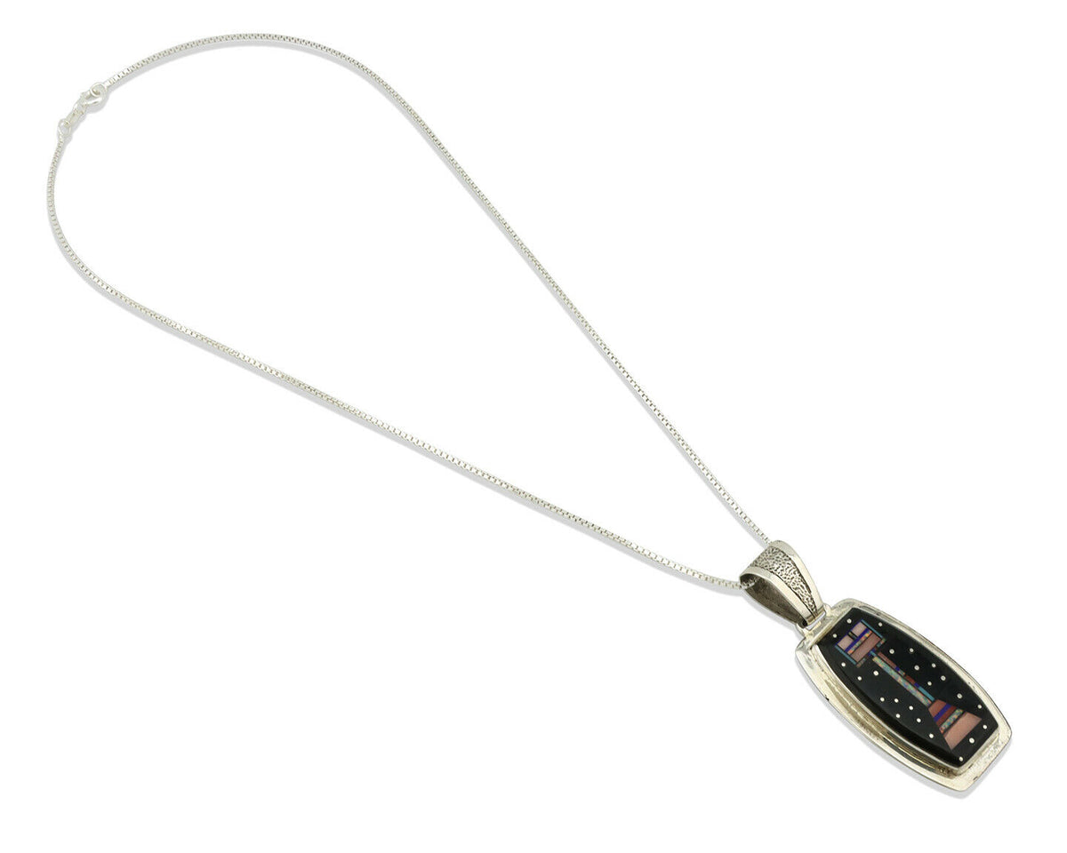Navajo Handmade Inlaid Kachina Pendant .925 Silver Artist Signed FL C.80's
