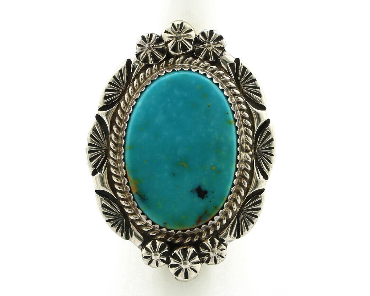 Navajo Ring 925 Silver Turquoise Mountain Artist Signed M Begay C.80's