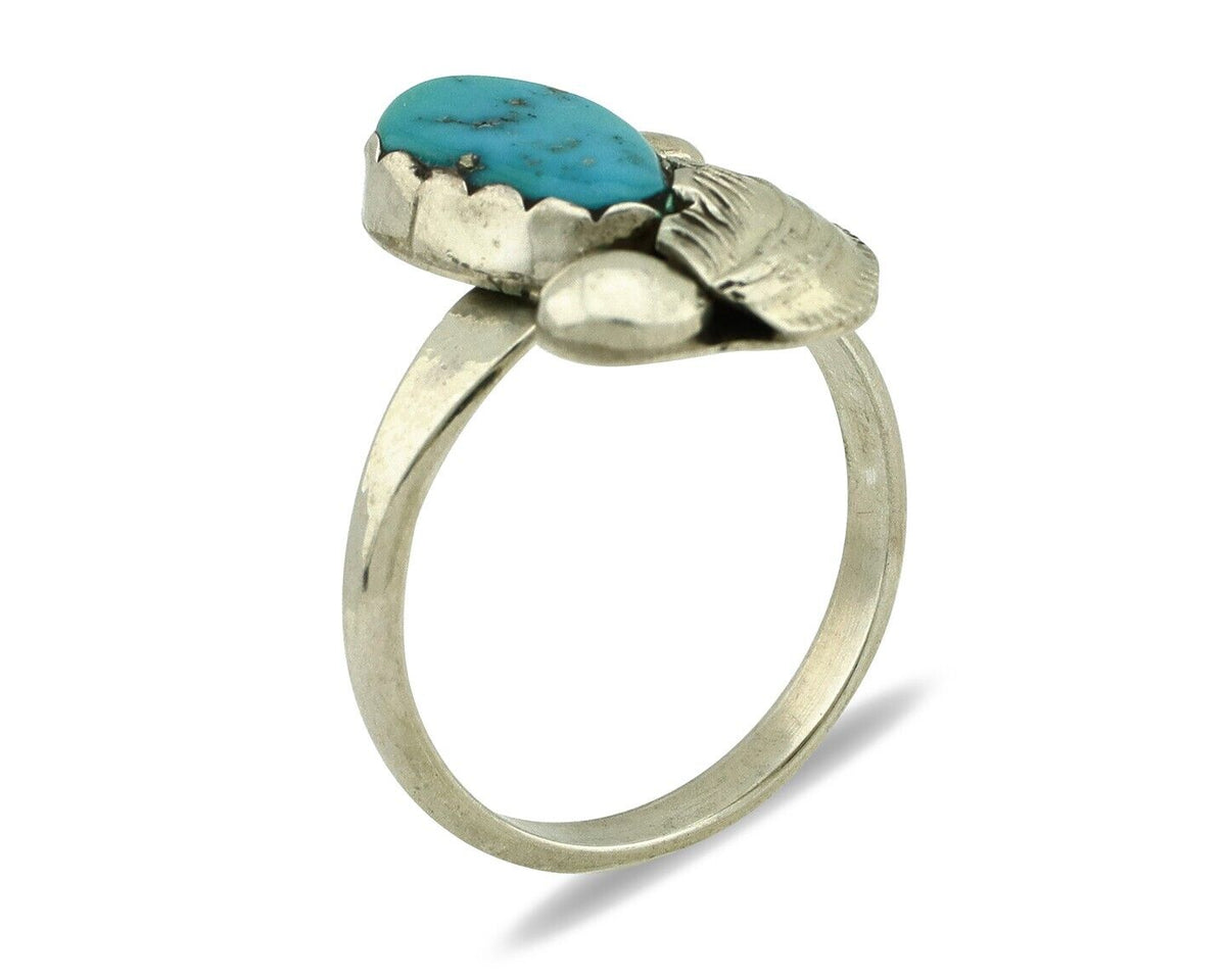 Zuni Ring 925 Silver Natural Blue Gem Turquoise Artist Signed Simplicio C.80's