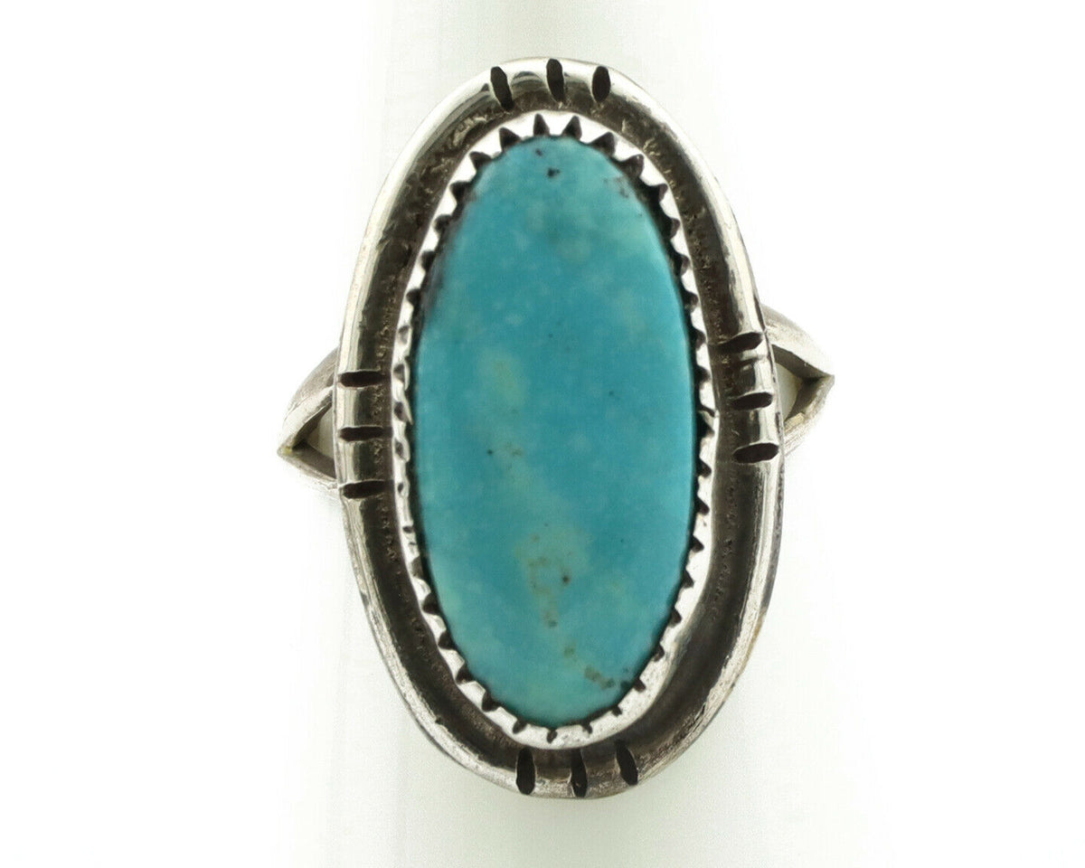 Navajo Ring .925 Silver Blue Turquoise Native American Artist Handmade C.80's