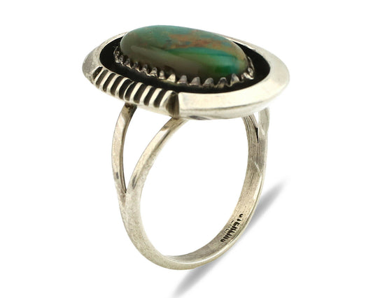 Navajo Ring .925 Silver Kingman Turquoise Native American Artist C.1980's
