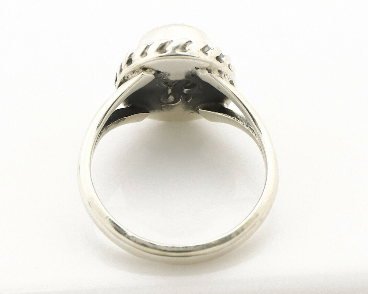 Navajo Ring .925 Silver Kingman Turquoise Artist Signed Gecko C.90's