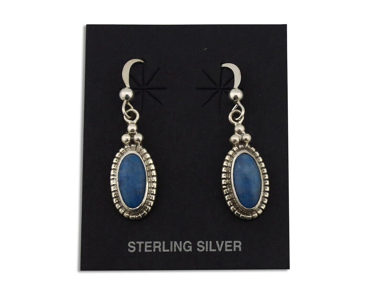 Navajo Earrings 925 Silver Natural Royal Blue Lapis Native American Artist C90s
