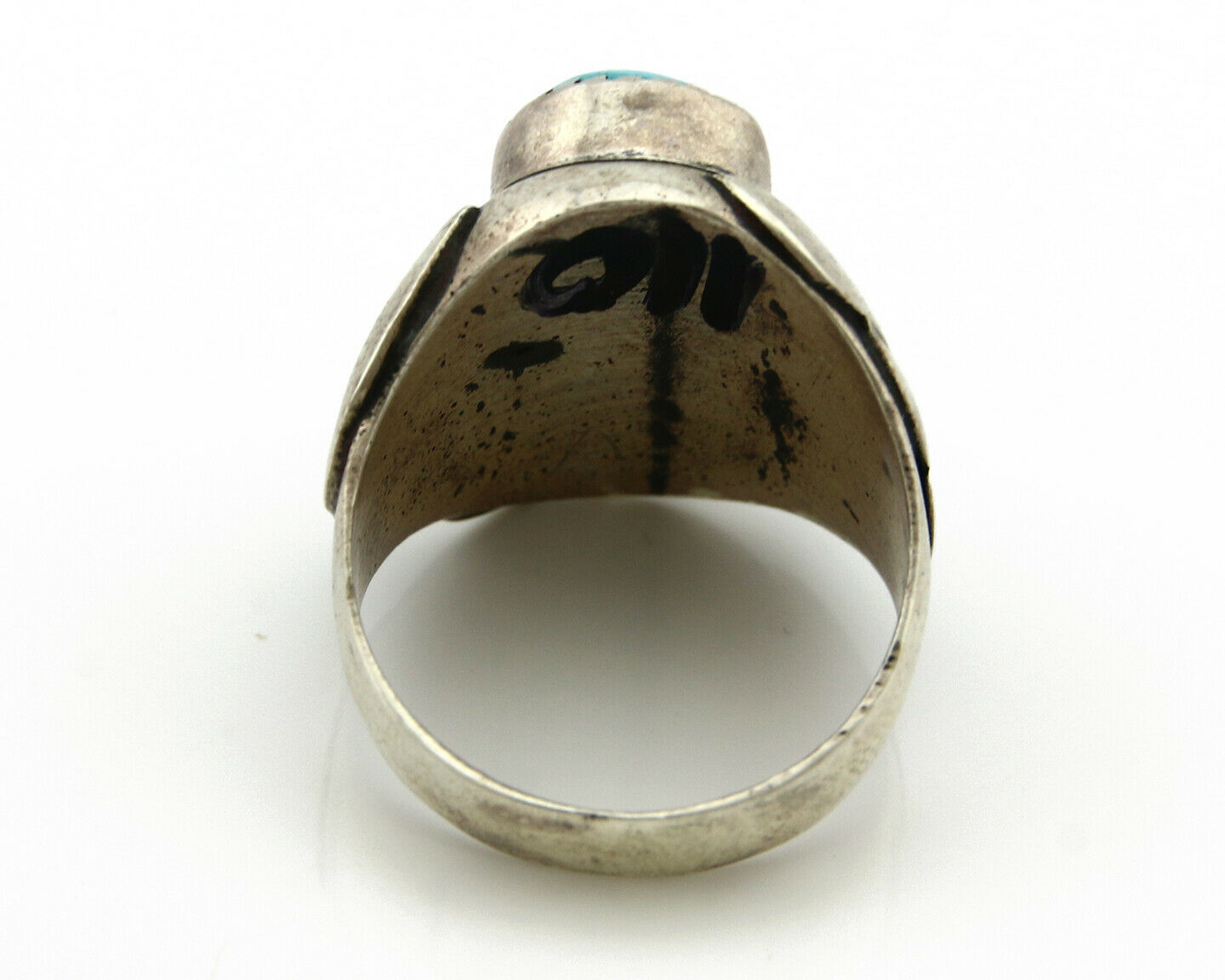 Navajo Ring .925 Silver Turquoise Mountain Artist Native American C.80's