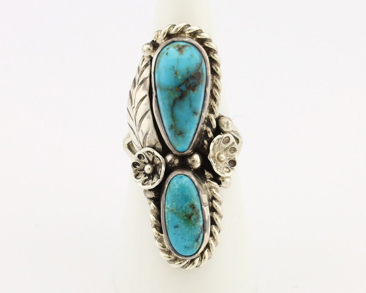 Navajo Handmade Ring 925 Silver Natural Blue Turquoise Native American C.80's