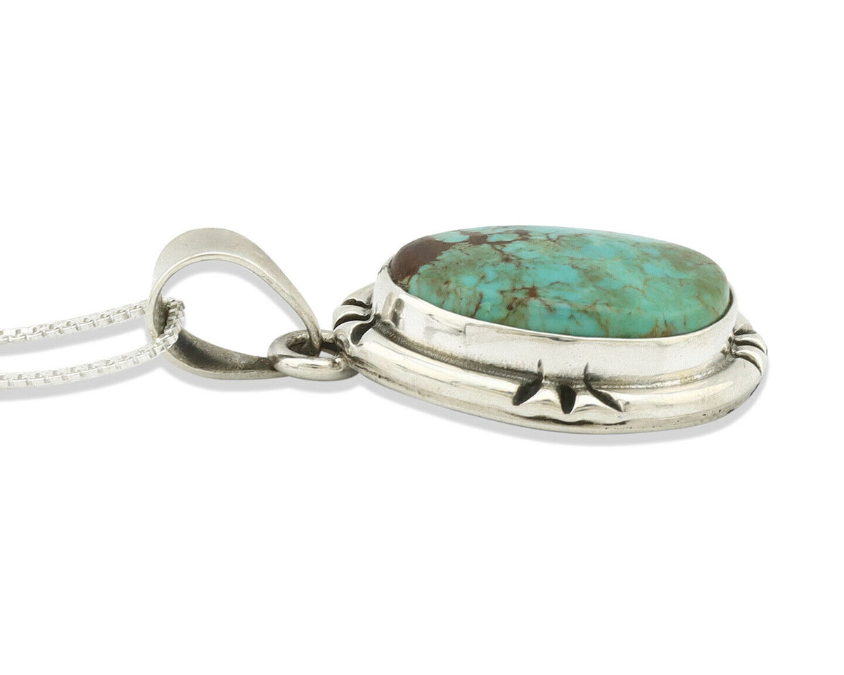 Navajo Pendant .925 Silver Kingman Turquoise Artist Signed Gecko C.80's