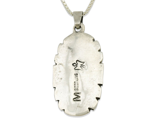 Navajo Necklace .925 Silver Sleeping Beauty Turquoise Signed M Montoya C.80's