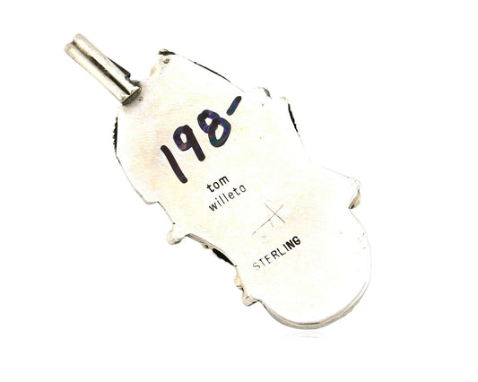 Navajo Pendant .925 Silver Kingman Turquoise Signed Artist Tom Willeto C.80's