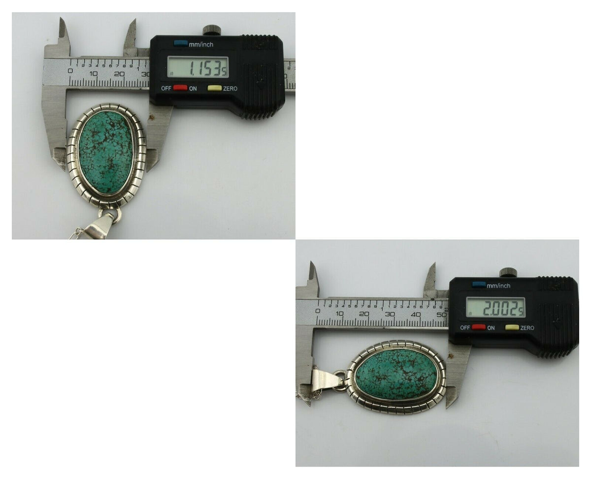 Navajo Pendant .925 Silver Spiderweb Turquoise Native American C.80's