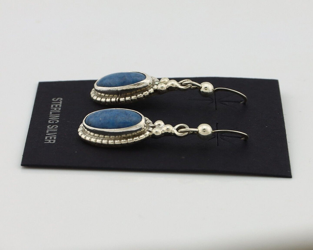 Navajo Earrings 925 Silver Natural Royal Blue Lapis Native American Artist C90s