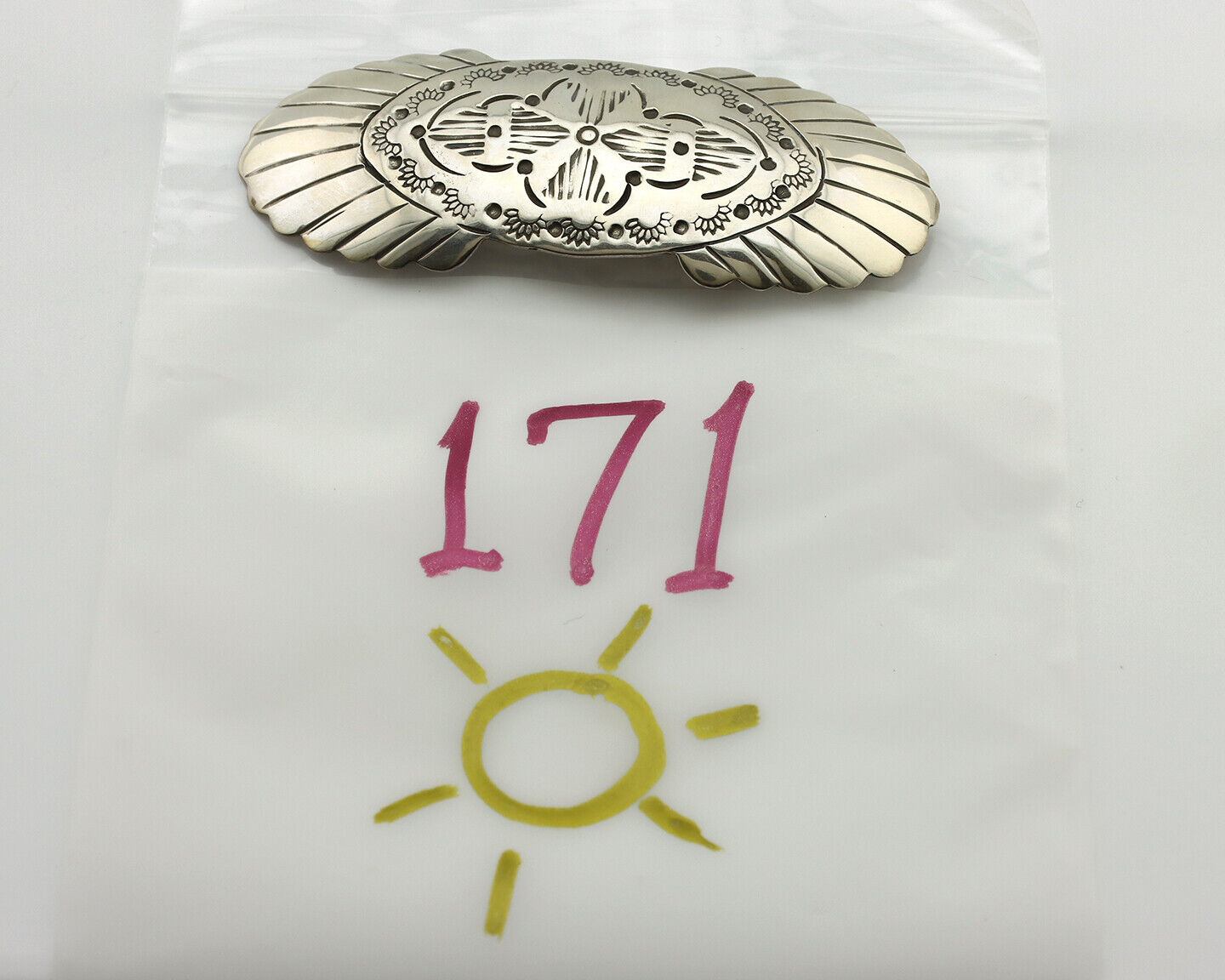 Navajo Hair Clip Barrette .925 Silver Hand Stamped Artist Signed C Montoya C80s