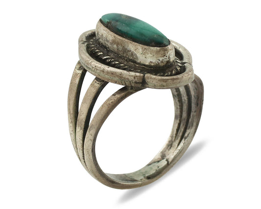 Navajo Ring .925 Silver Natural Blue Turquoise Native American Artist C.1980's