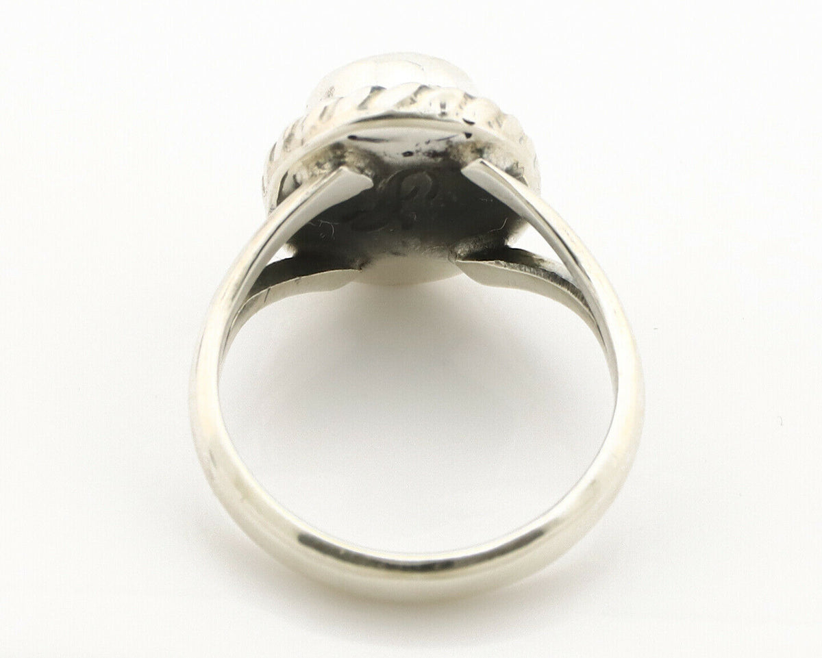 Navajo Ring .925 Silver Kingman Turquoise Artist Signed Gecko C.90's