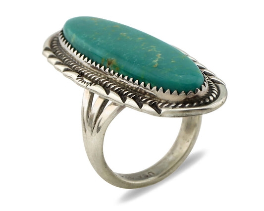 Navajo Ring 925 Silver Natural Blue Turquoise Artist Signed USA C.80's