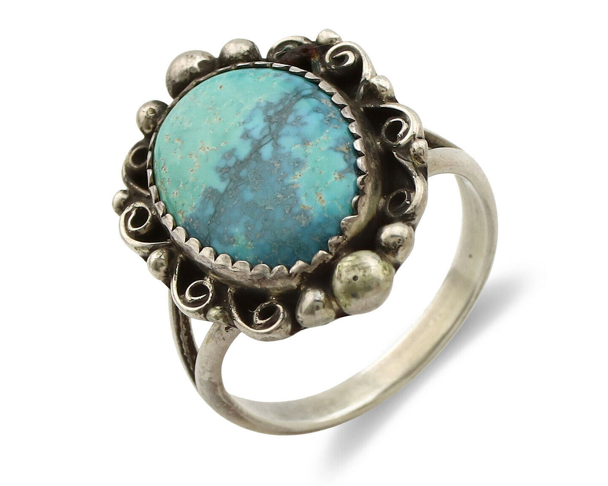 Navajo Ring .925 Silver Kingman Turquoise Artist Signed Billy Eagle C.90's