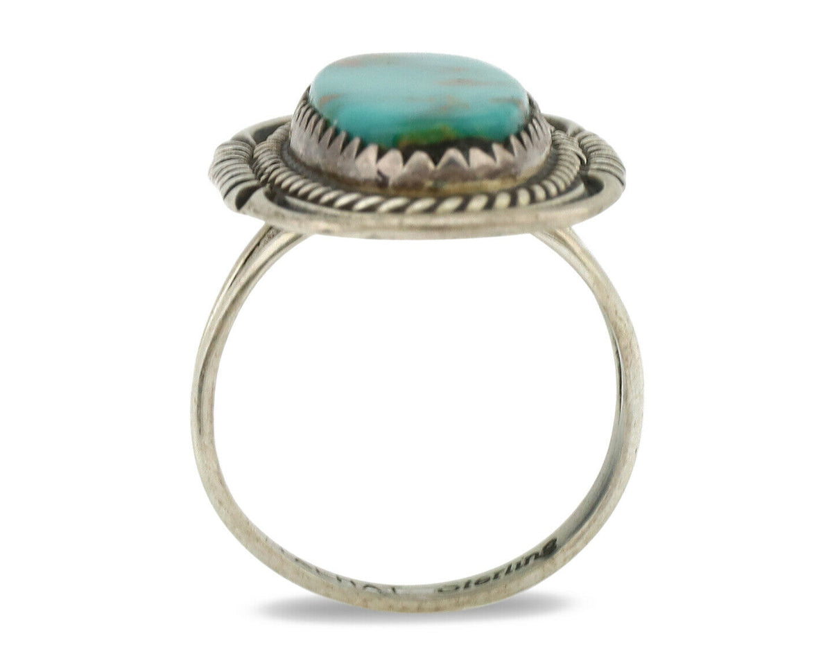 Navajo Ring .925 Silver Nevada Turquoise Native American Artist C.1980's