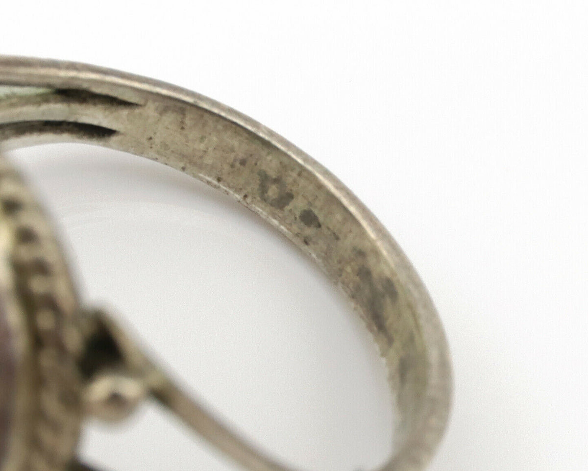 Navajo Ring .925 Silver Green Turquoise Native American Artist C.1980's
