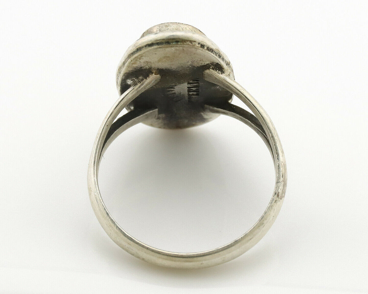 Navajo Ring .925 Silver Kingman Turquoise Native Artist Signed C.80's
