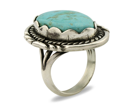 Navajo Ring .925 Silver Turquoise Mountain Apache MFG C.80's
