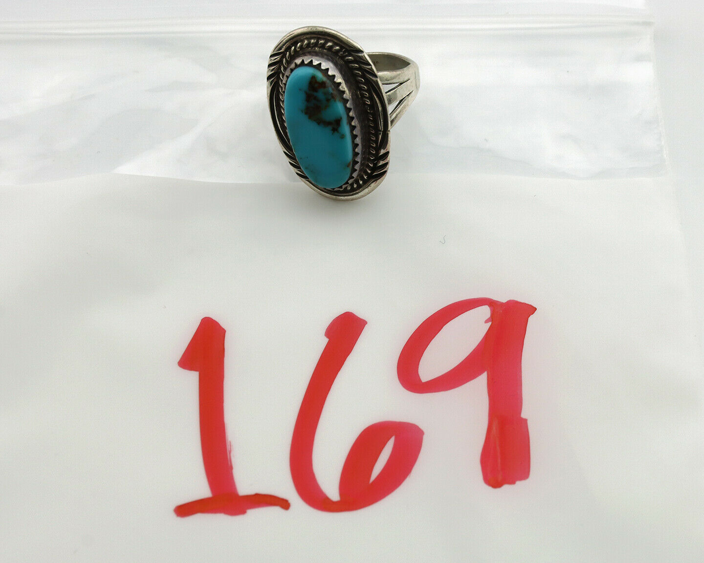 Navajo Ring .925 Silver Blue Native American Artist C.1980's