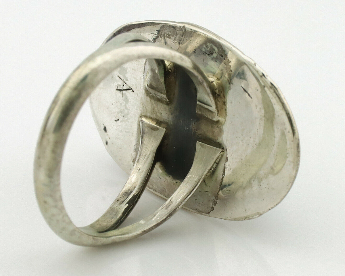 Navajo Ring .925 Silver Turquoise Native American Artist C.1980's