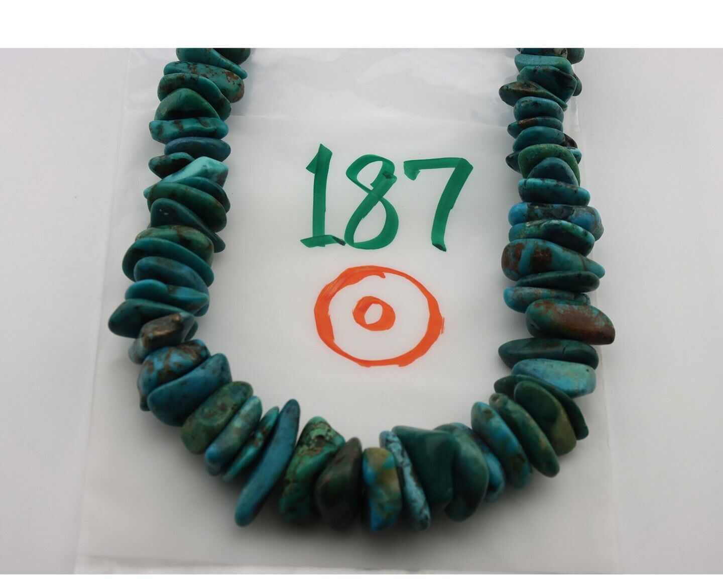 Navajo Necklace 925 Silver Natural Large Blue Turquoise Native Artist C80s
