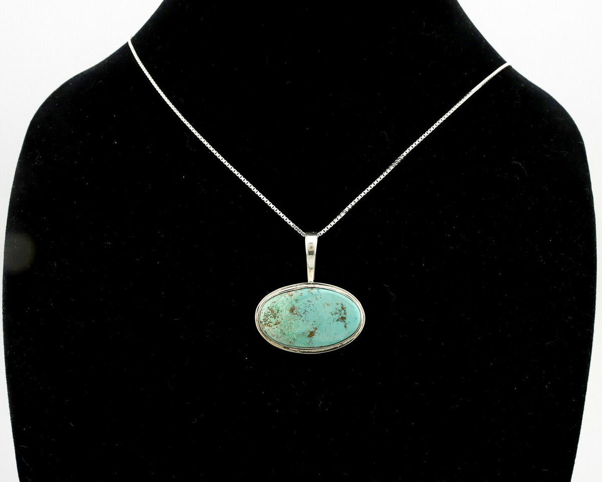 Navajo Pendant .925 Silver Fox Turquoise Artist Signed DZ C.80's