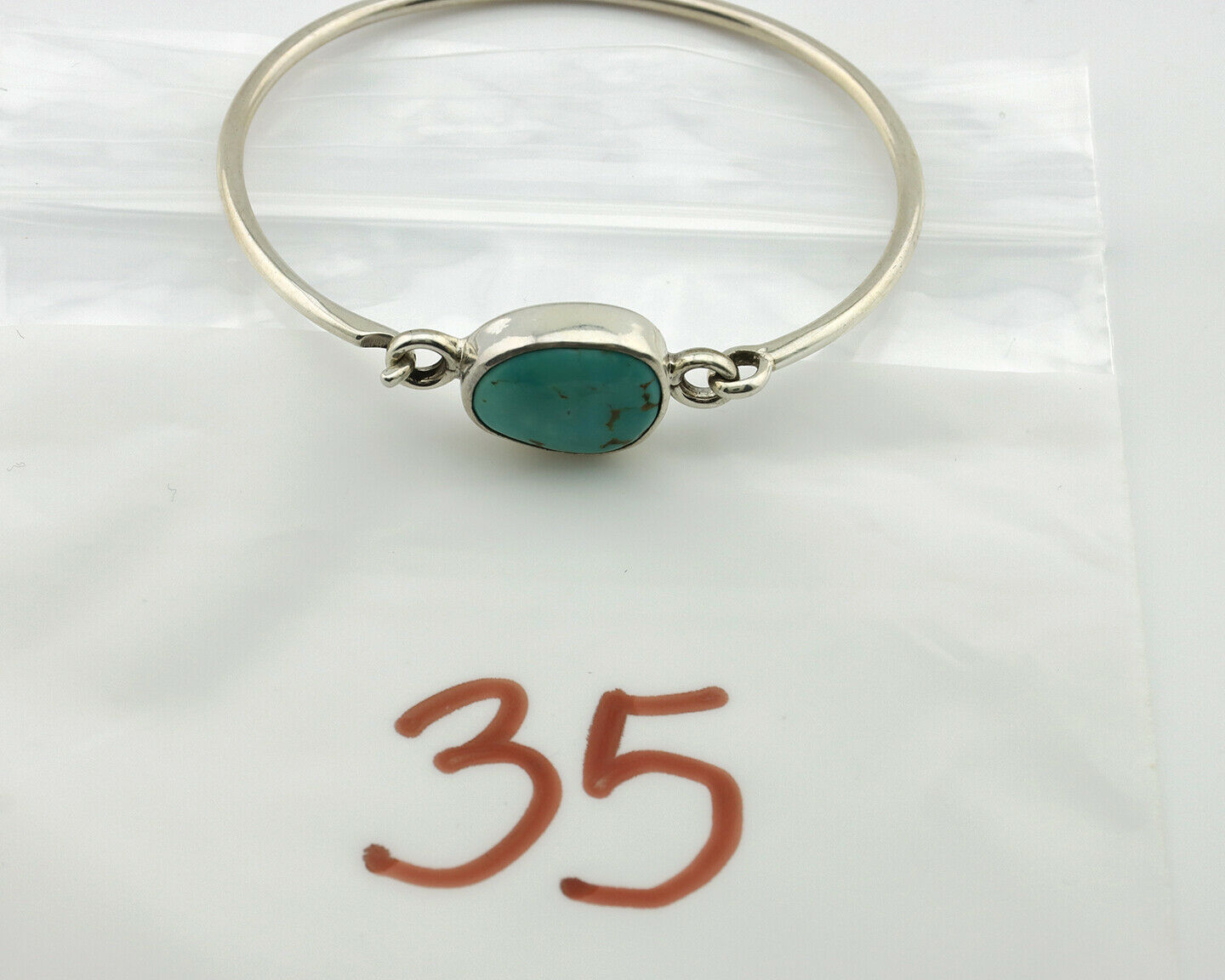 Navajo Bracelet .925 Silver Blue Arizona Turquoise Native American Artist C.90's