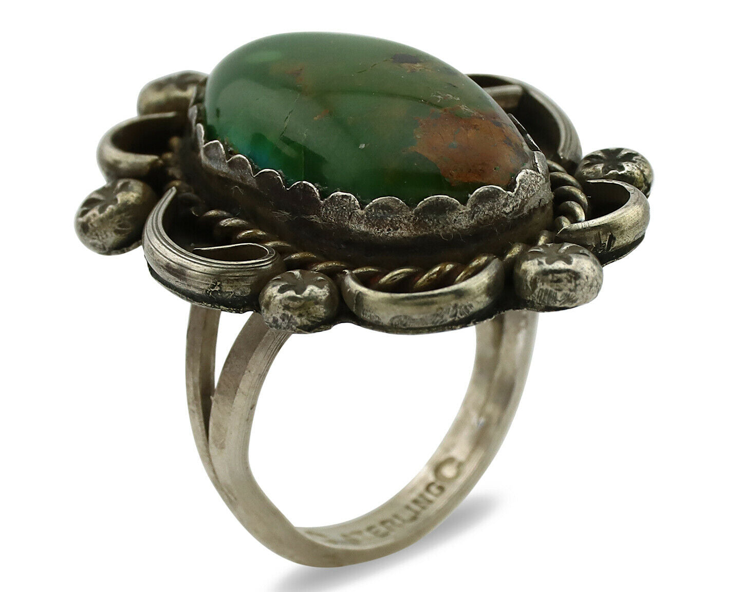Navajo Ring .925 Silver Royston Turquoise Artist Signed CC C.1980's