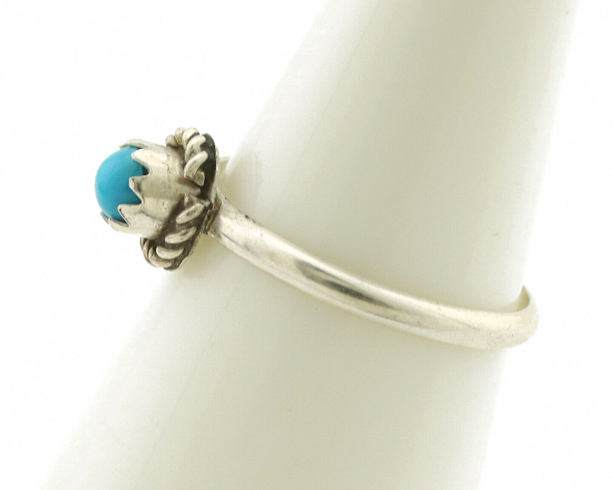 Navajo Ring .925 Silver Blue Turquoise Size 2.75 Native Artist C.1980s