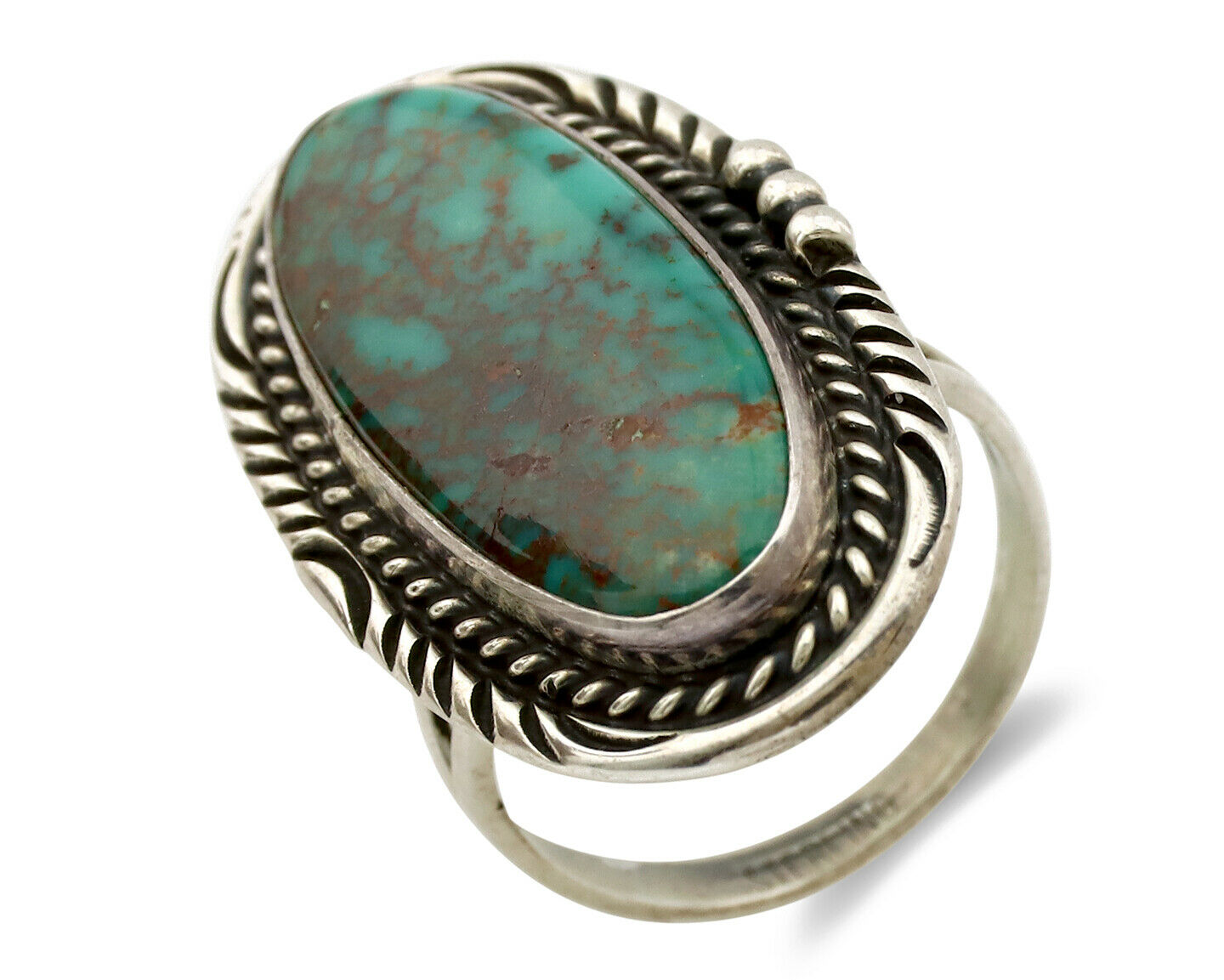 Navajo Ring .925 Silver Kingman Turquoise Native American Artist C.1980's