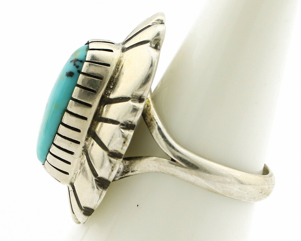 Navajo Ring .925 Silver Arizona Turquoise Signed M Montoya C.80's