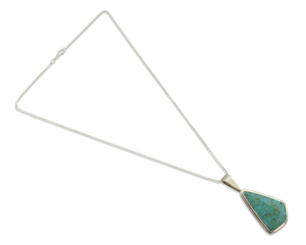 Navajo Pendant .925 Silver Blue Turquoise Artist Signed Douglas Zachary C.80's