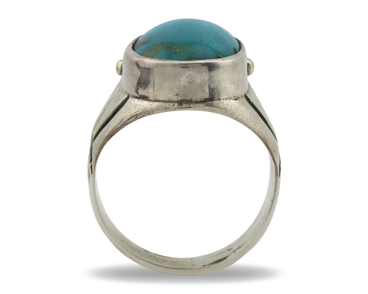 Navajo Ring .925 Silver Turquoise Mountain Native American Artist C.80's