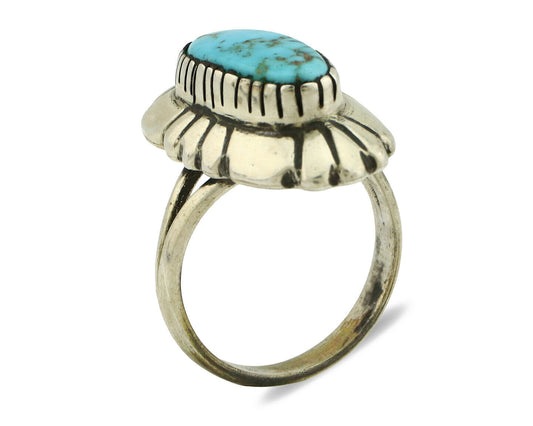 Navajo Ring .925 Silver Arizona Turquoise Signed M Montoya C.80's