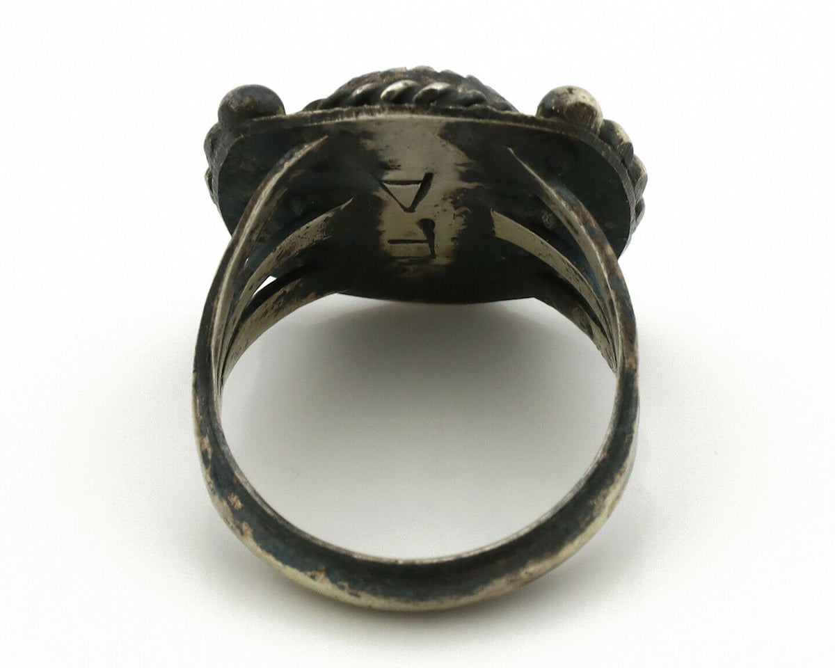 Navajo Ring .925 Silver Kingman Turquoise Artist Signed FA C.1980's
