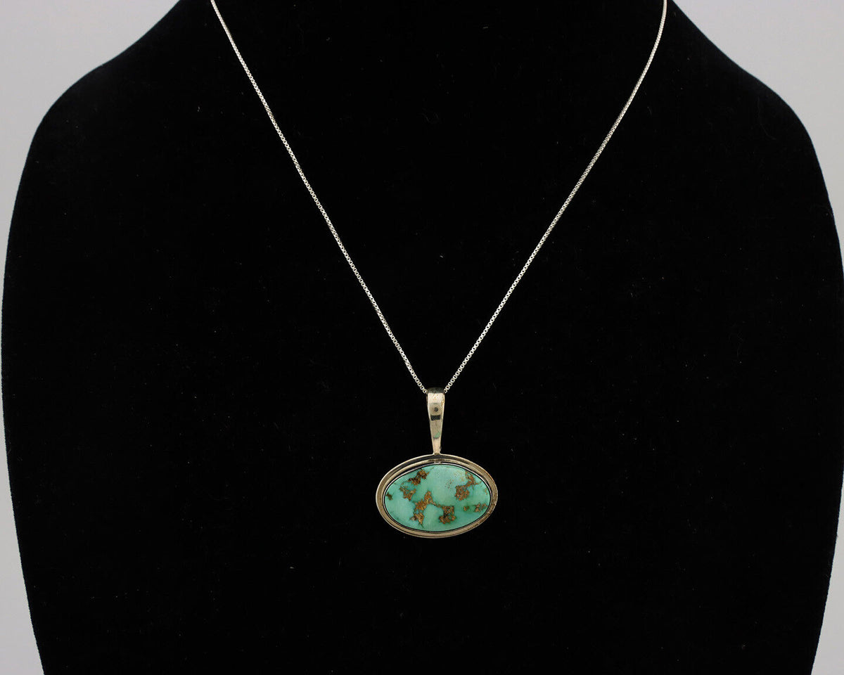 Navajo Necklace .925 Silver Fox Mine Turquoise Signed Doug Zachary C.1980's