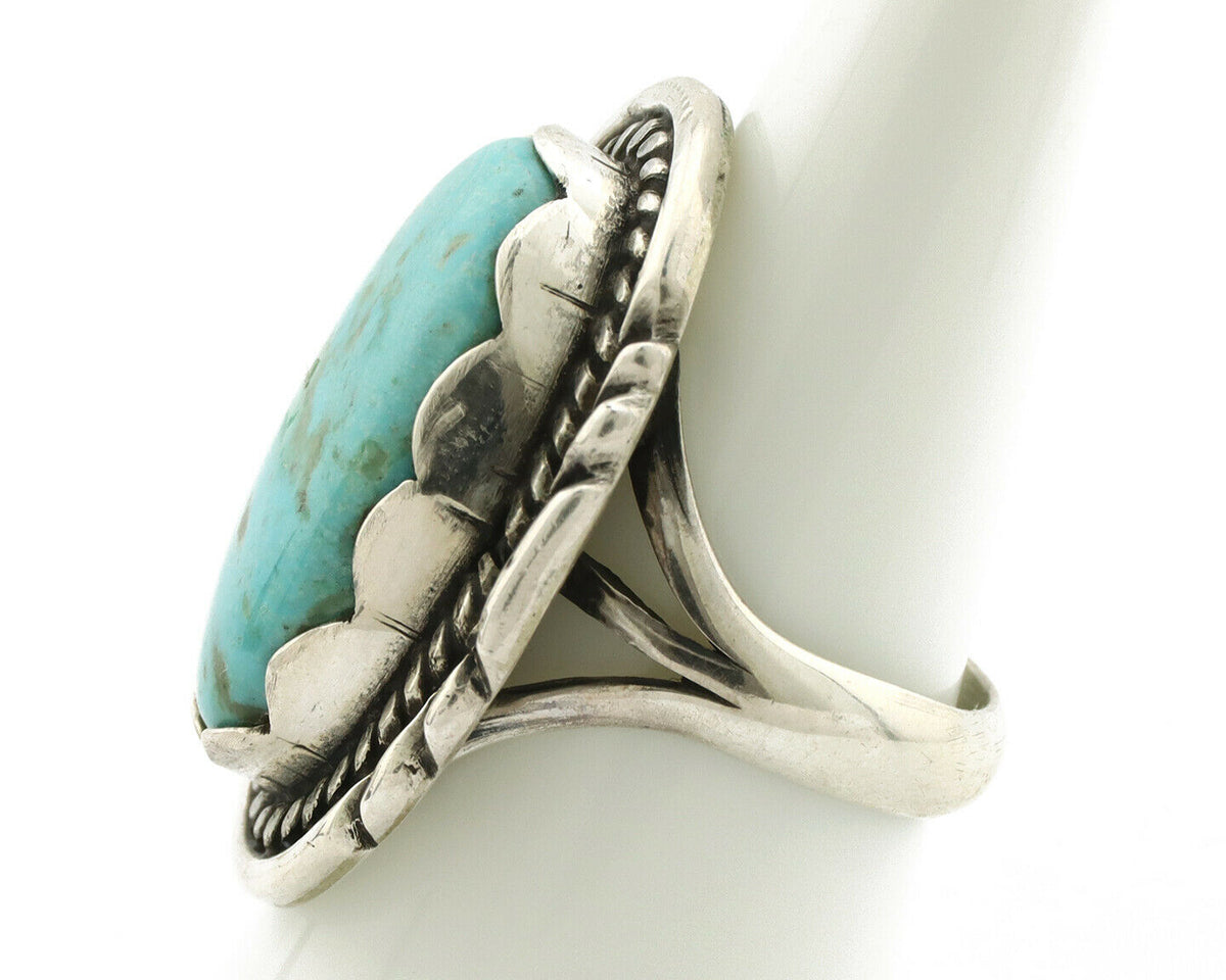 Navajo Ring .925 Silver Turquoise Mountain Apache MFG C.80's