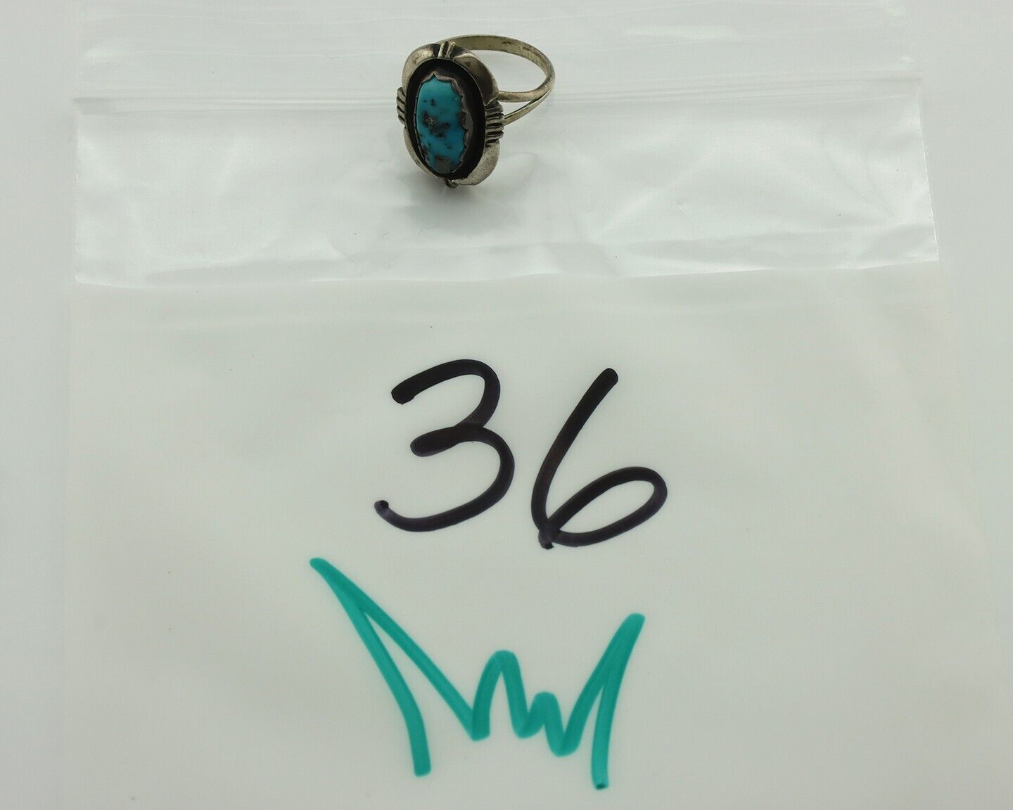 Navajo Ring .925 Silver Sleeping Beauty Turquoise Native American Artist C.80's