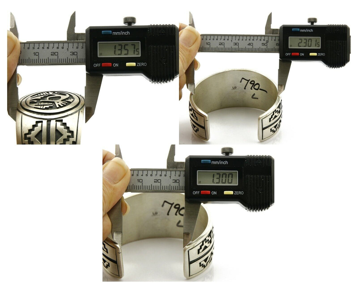 Navajo Lowell Draper Bracelet .925 Silver C.80's Overlay Kokopelli Pattern