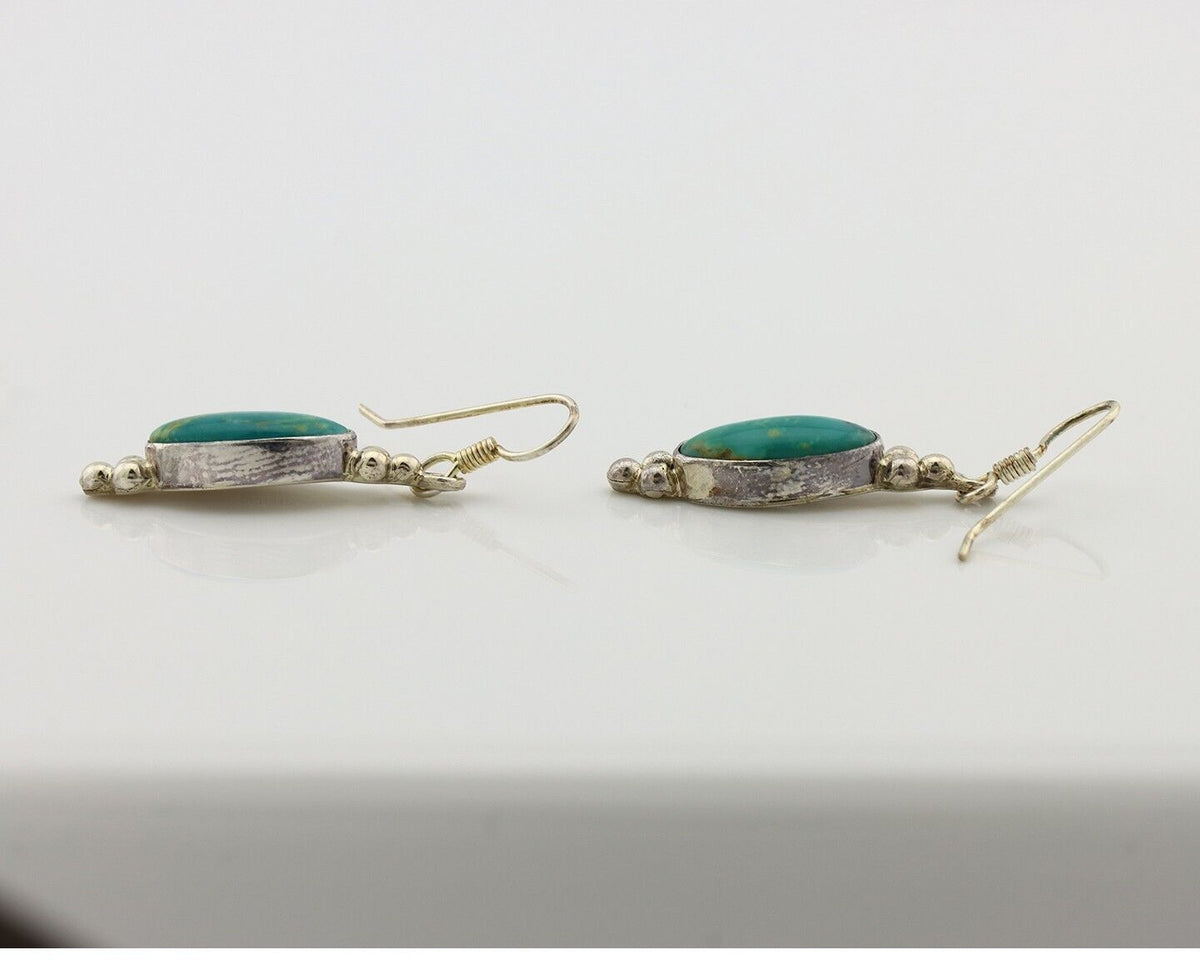 Navajo Earrings 925 Silver Blue Gem Turquoise Native American Artist C.80's