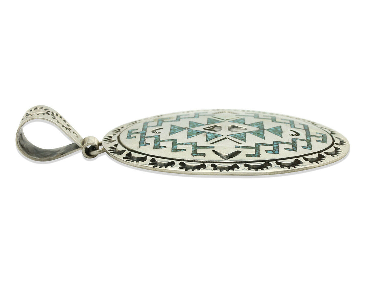 Navajo Necklace .925 Silver Kingman Turquoise Stanley Bain C.80's
