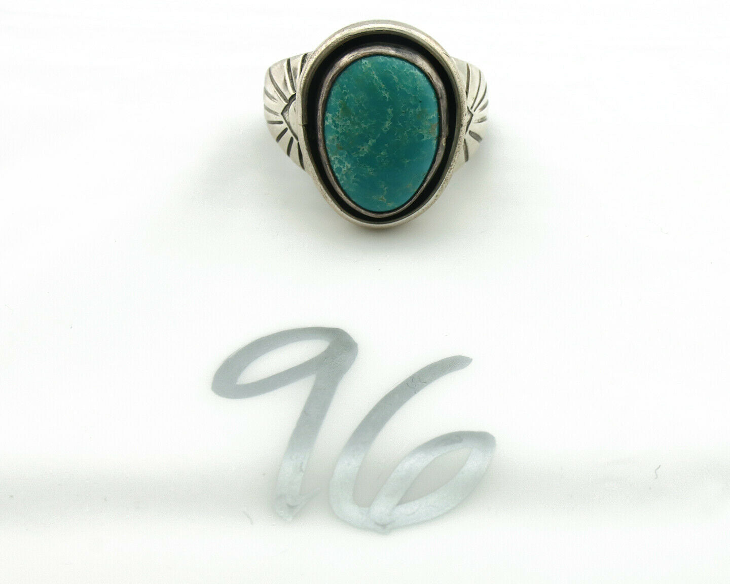 Navajo Ring .925 Silver Blue Gem Turquoise Artist Signed DZ C.80's