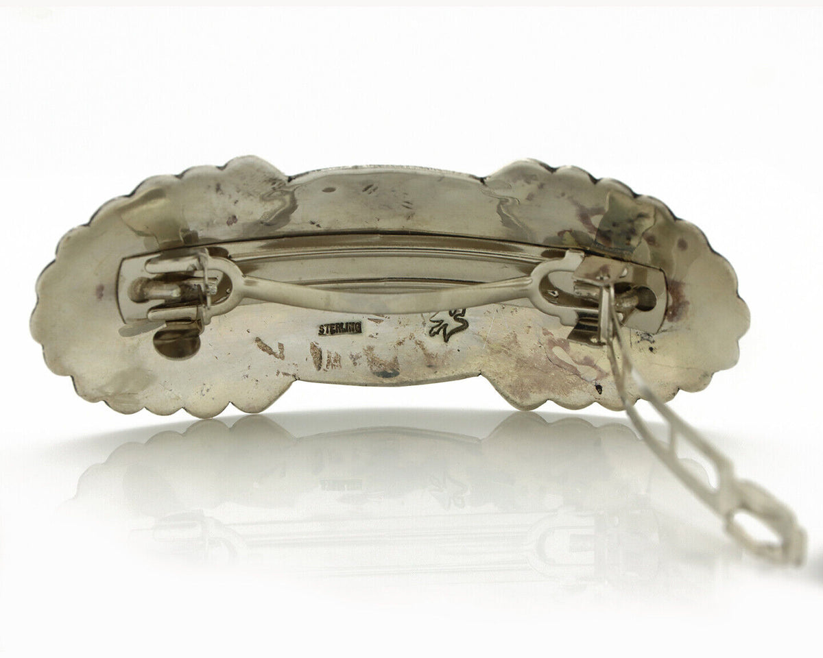 Navajo Hair Clip Barrette .925 Silver Hand Stamped Artist Signed C Montoya C80s