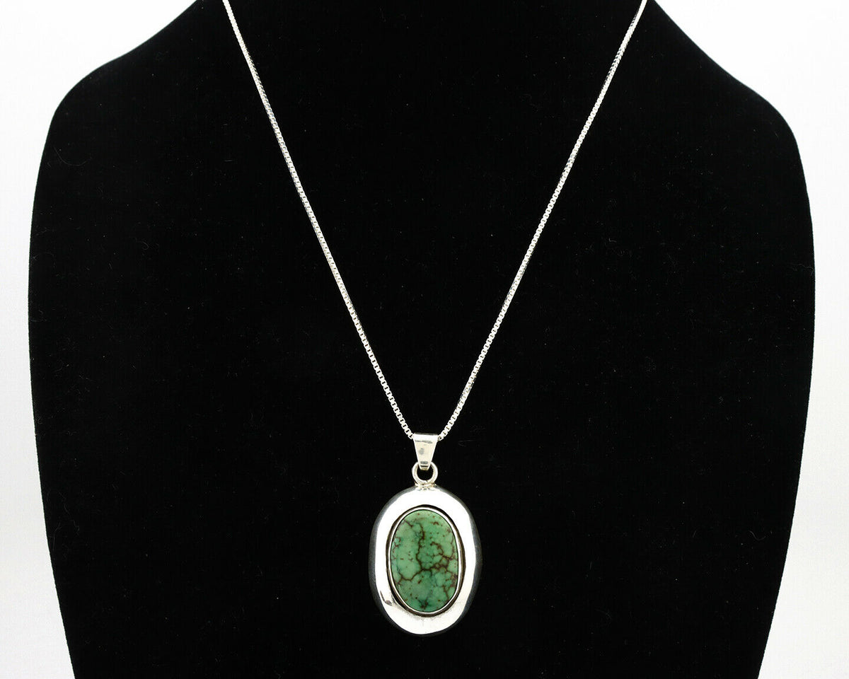 Navajo Necklace .925 Silver Spiderweb Turquoise Artist Signed C Montoya C.80's