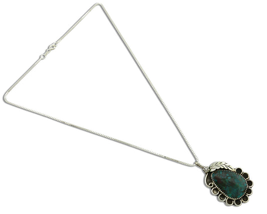 Navajo Necklace .925 Silver Nevada Black Turquoise Signed JR C.1980's