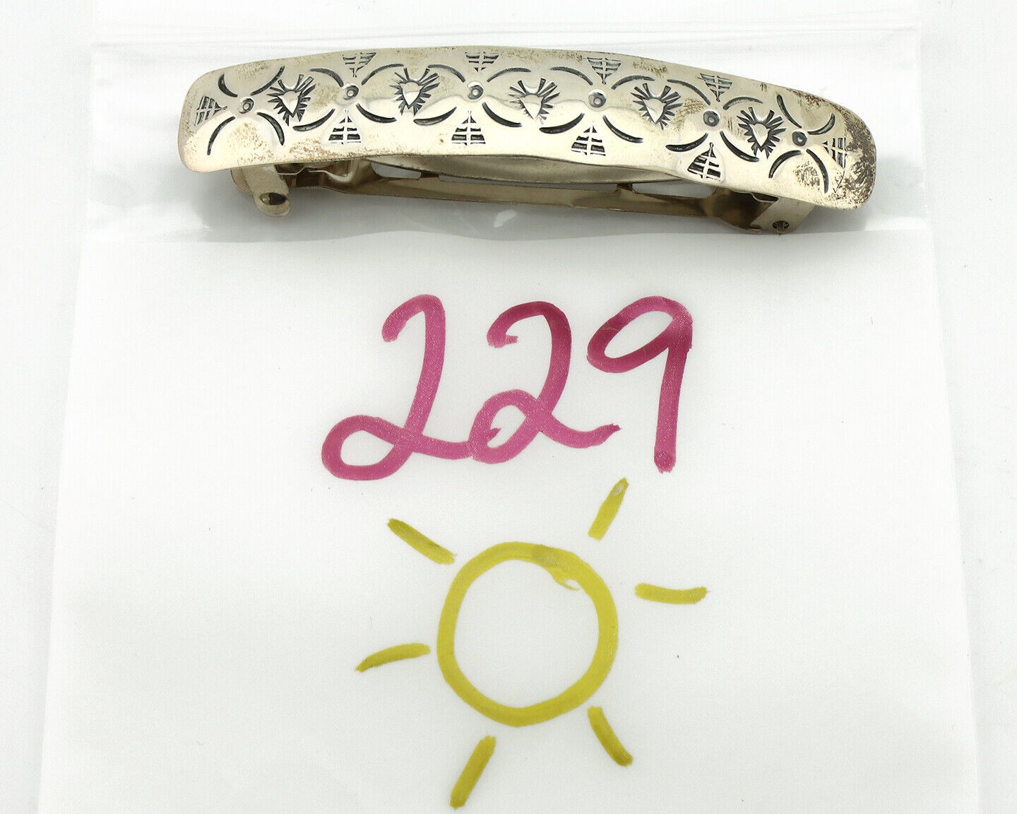 Women's Navajo Hair Clip Barrette .925 Silver Hand Stamped Artist C Montoya C80s